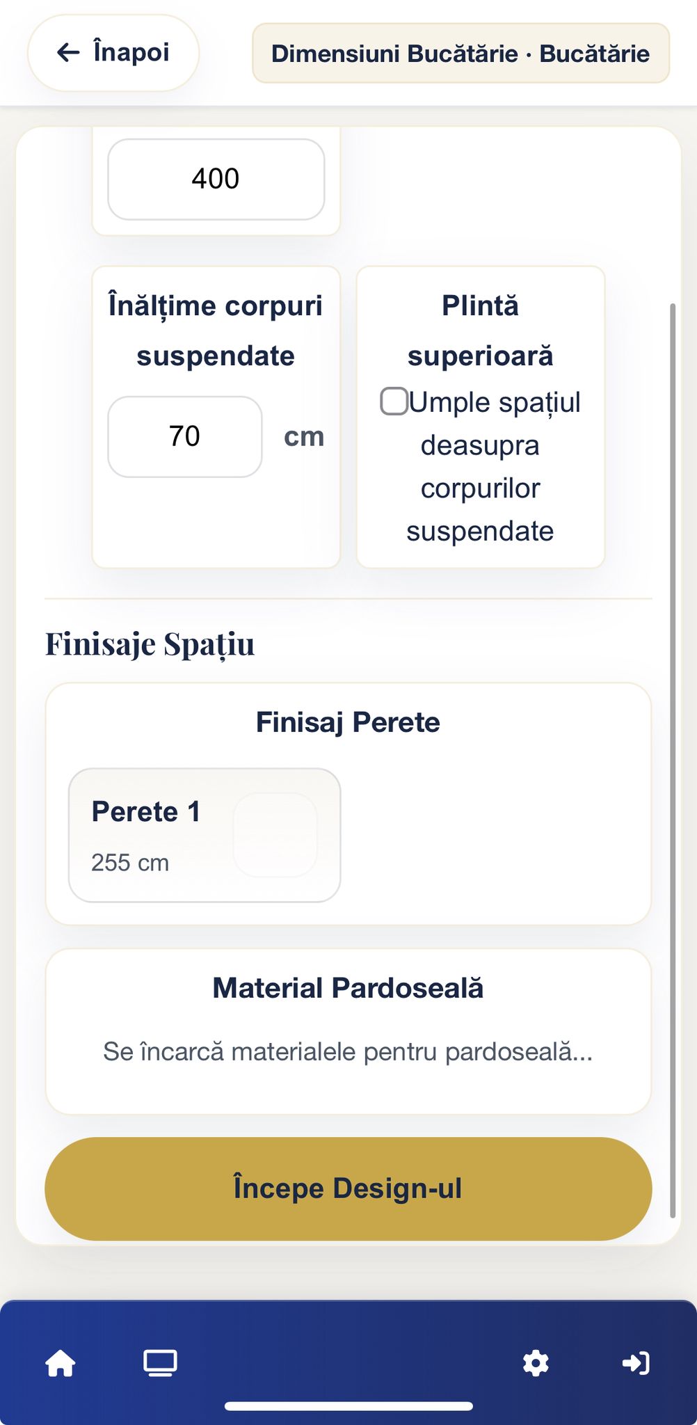 Configurează dimensiunile