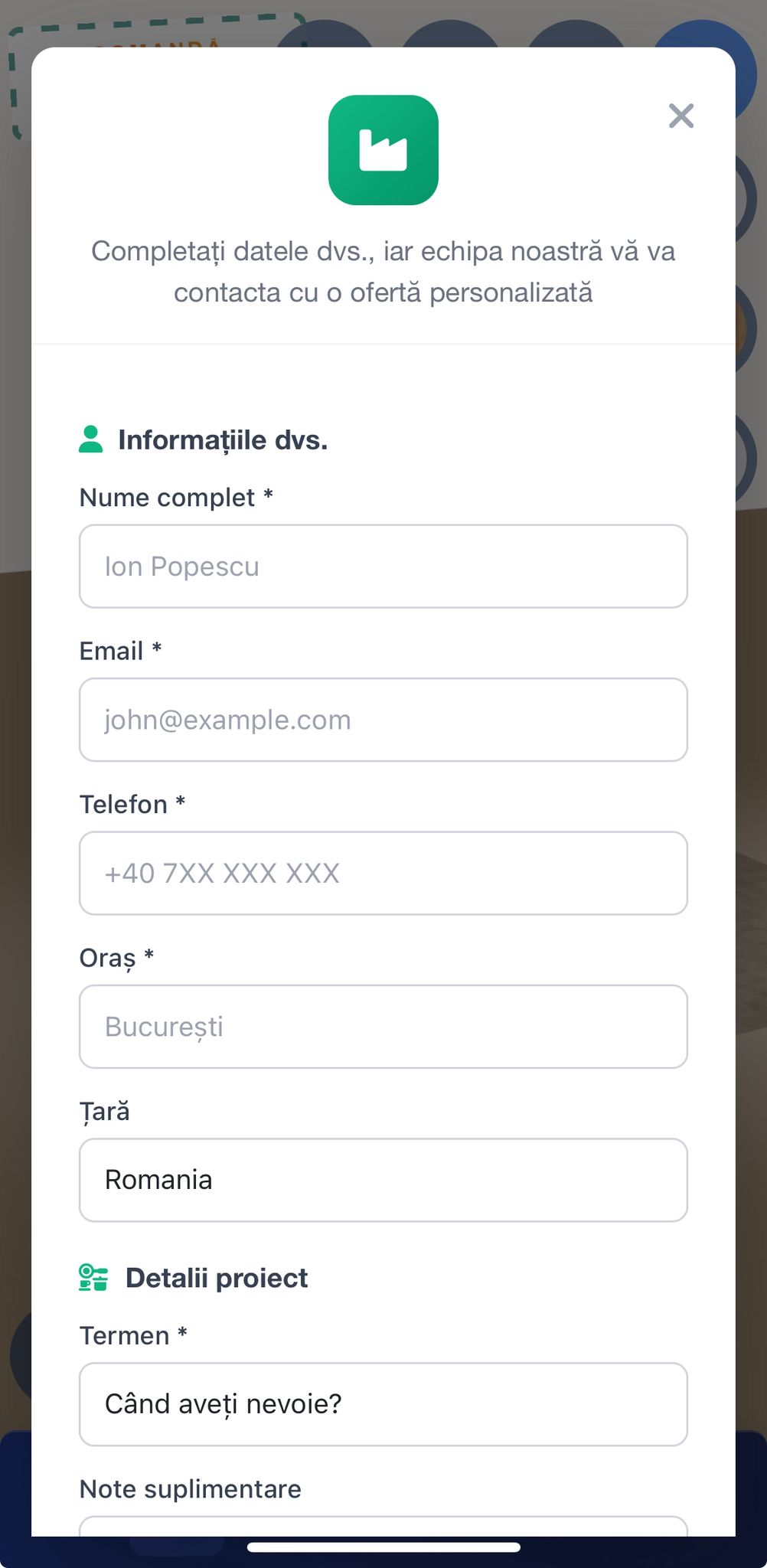 Cere ofertă de preț